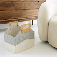 Chic Tweed Fabric Magazine Rack Storage Basket