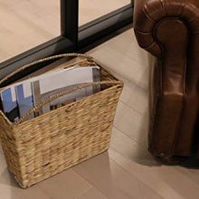 Handcrafted Wicker Storage Basket with Curved Handles – Natural Magazine Holder & Home Organizer