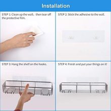 Rustproof Bathroom Shelf Organizer with Hooks for Hanging Razor