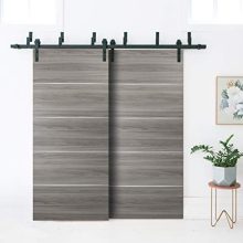 Double Bypass Barn Sliding Grey Doors 48 x 84