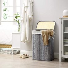 SONGMICS Bamboo Laundry Hamper with Lid