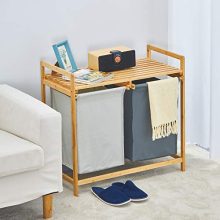 WORTHYEAH Bamboo Laundry Hamper and Shelf