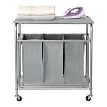 Heavy-Duty Laundry Hamper Cart Ironing Board