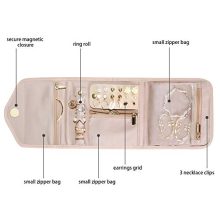 Compact Jewelry Organizer Case for Travel – Foldable Jewelry Roll for Rings, Necklaces & Earrings