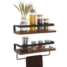 Rustic Wood Decor Shelf Set of 2 for Kitchen, Bathroom