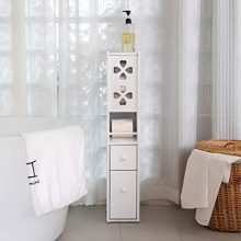 IOTXY Bathroom Floor Storage Cabinet, Solid Wood Toilet Tissue Cabinet