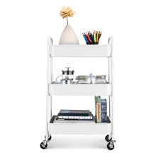CAXXA 3-Tier Rolling Metal Storage Organizer - Mobile Utility Cart