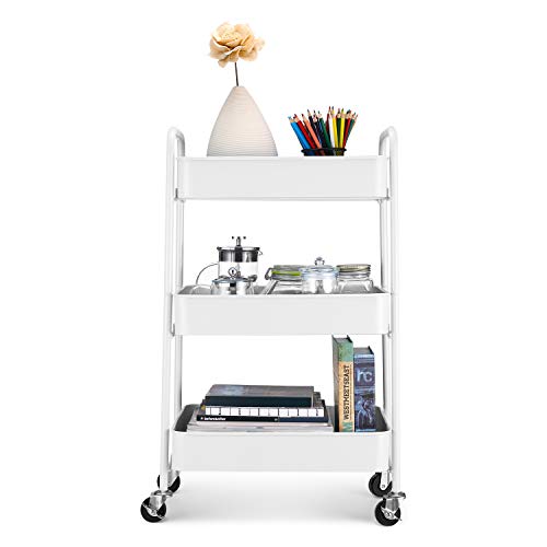 CAXXA 3-Tier Rolling Metal Storage Organizer - Mobile Utility Cart
