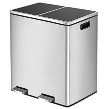 HEMBOR Dual Trash Can, 16 Gallon Step Rubbish Bin