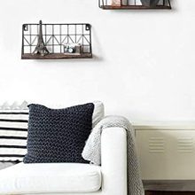Rustic Floating Shelves Set with Wire Basket – 11.5
