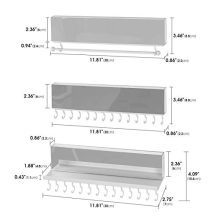 Wall Mounted Acrylic Mirror Jewelry Organizer – 3-Piece Set with 28 Hooks, Bracelet Rod, and Necklace Holder for Efficient Jewelry Storage
