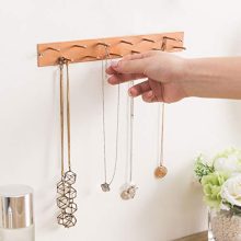 MyGift Wall Mounted Rose Gold Metal Jewelry Organizer Racks