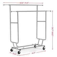Yaheetech Heavy Duty Rolling Garment Rack – Collapsible, Adjustable & Portable Clothes Hanger for Home or Commercial Use (250 lb Capacity)