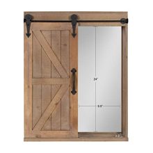 Storage Cabinet with Vanity Mirror and Sliding Barn Door