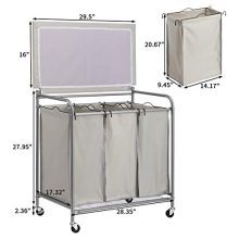 PARANTA Laundry Sorter Cart 3-Bag Heavy-Duty