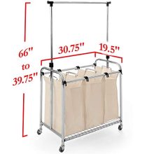 Laundry Hamper Sorter with Clothes Rack Bag Cart