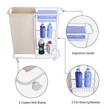 White Rolling Laundry Storage Cart with Heavy-Duty wheels