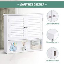 Wooden Hanging Medicine Cabinet with Double Shutter Doors