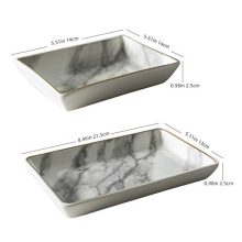 Trinket Dish Tray Decor White Marble Ceramic