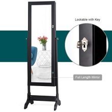 Lockable Standing Jewelry Armoire with Full Length Mirror