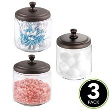 mDesign Glass Bathroom Vanity Storage Organizer Canisters Jars
