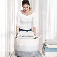 Blanket Storage Basket with Long Handles Extra Large Baskets