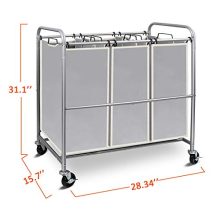 Simple Trending 3-Bag Laundry Hamper Sorter Cart