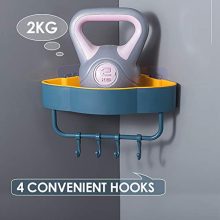 Corner Shower Caddy Adhesive Plastic Shower Shelf with Hooks