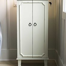 Hives and Honey Carson Fully Locking Jewelry Cupboard – White, French Doors & Full Body Mirror