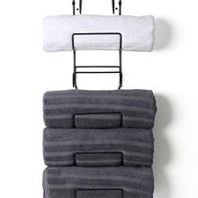 Metal Wine Rack Towel Shelf for Bathroom Black