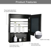 Storage Cabinet with Mirror Adjustable Wall Mounted Cabinet Black