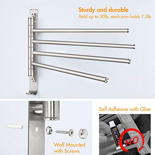 TONIAL Swivel Towel Bar 4-Arm Bathroom Towel Holder Wall-Mounted