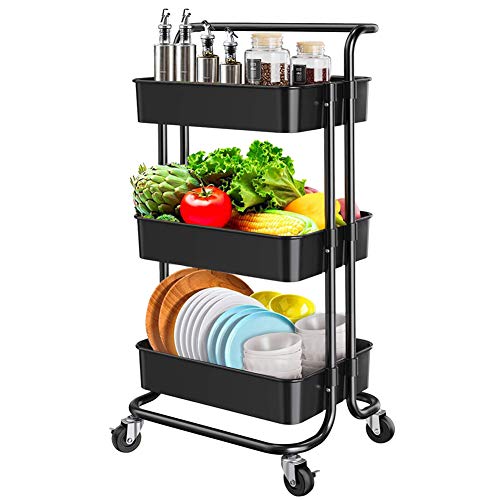 YANXUS 3-Tier Rolling Utility Cart with Handle Makeup Cart
