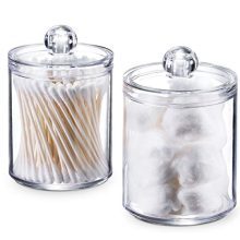 Qtip Holder Storage Canister Clear Plastic Acrylic Jar