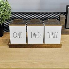 Storage Canister Set of 3 with Lids and Wood Tray