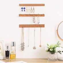 MyGift Wall Mounted Rose Gold Metal Jewelry Organizer Racks