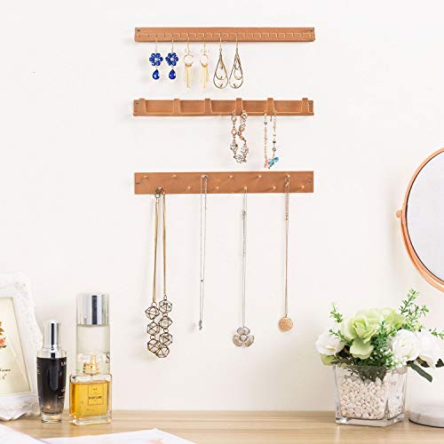 MyGift Wall Mounted Rose Gold Metal Jewelry Organizer Racks