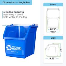 Blue Stackable Recycling Bin Container with Handle