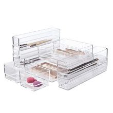 STORi Clear Plastic Makeup & Vanity Drawer Organizers