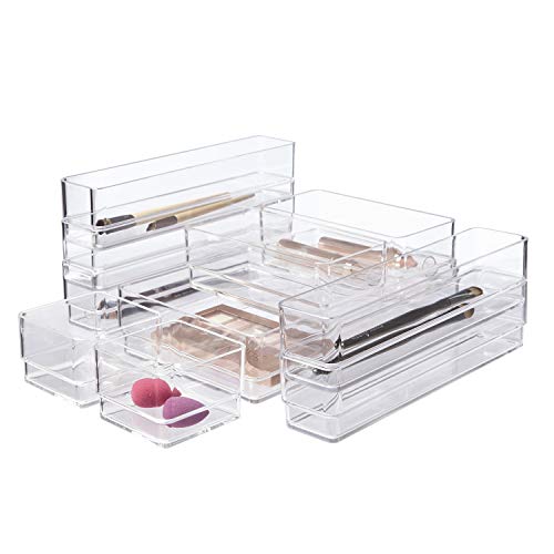 STORi Clear Plastic Makeup & Vanity Drawer Organizers