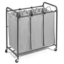 JustRoomy Mobile 3-Bag Heavy-Duty Laundry Hamper