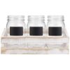 Whitewashed Wood Utensil Holder Organizer Tray