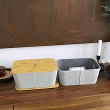LA JOLIE MUSE Mid-Century Modern Light Gray, Tweed Fabric Storage Basket