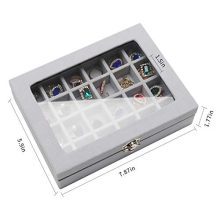 Stylifing Clear Lid Velvet, 24 Grid Jewelry Tray