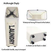 Mziart 22" Rolling Slim Laundry Basket with Stand Foldable Waterproof Sorter