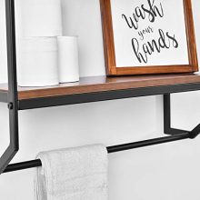 Rustic Wall Shelf with Metal Wall Mounted Wood Shelving