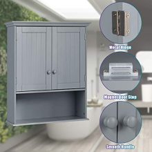 Tangkula Wall Mount Bathroom Cabinet Wooden Medicine