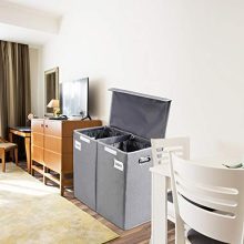 Effortless Laundry Sorting and Storage with Smart Elf Double Laundry Hamper in Linen Grey