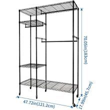 Heavy Duty Clothes Wardrobe Free-standing Closet Garment Rack