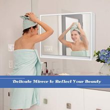 Wall-Mounted Storage Cabinet with Double Mirror Doors